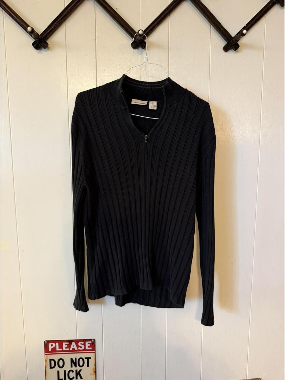 DKNY Jeans Men’s XL Black Ribbed Half-Zip Sweater